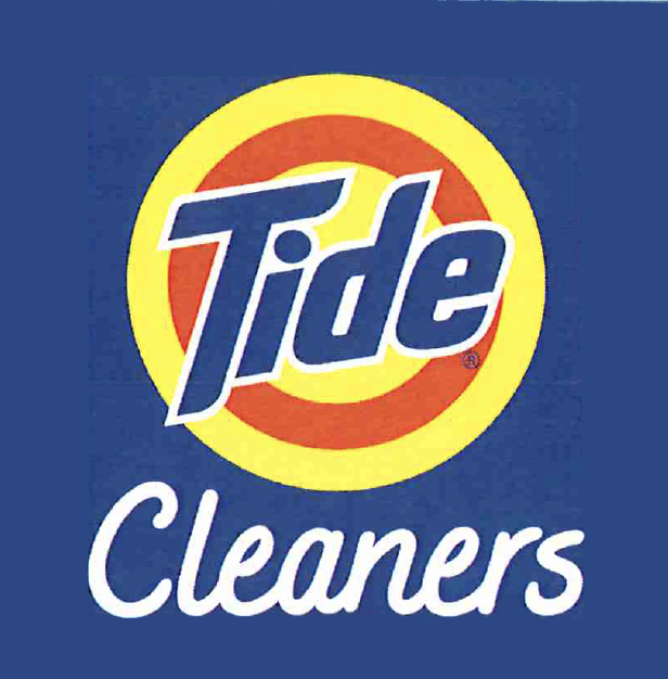 Introducing Tide™ Cleaners logo on a blue background.