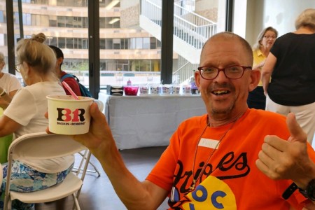 Resident Spotlight: Paul T on the 3rd floor enjoying a cup of coffee in his room.