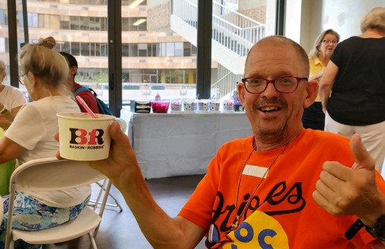 Resident Spotlight: Paul T on the 3rd floor enjoying a cup of coffee in his room.